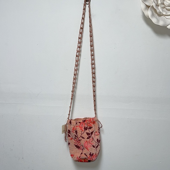 Free People Pink/Red Velvet Moon Crossbody Purse Quartz NWT - Picture 5 of 11